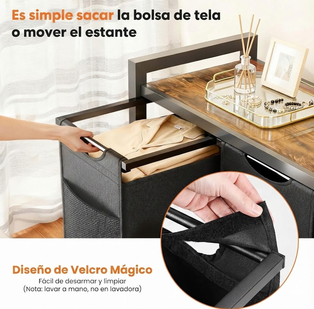 Carro Clasificador de Ropa con Estante Superior