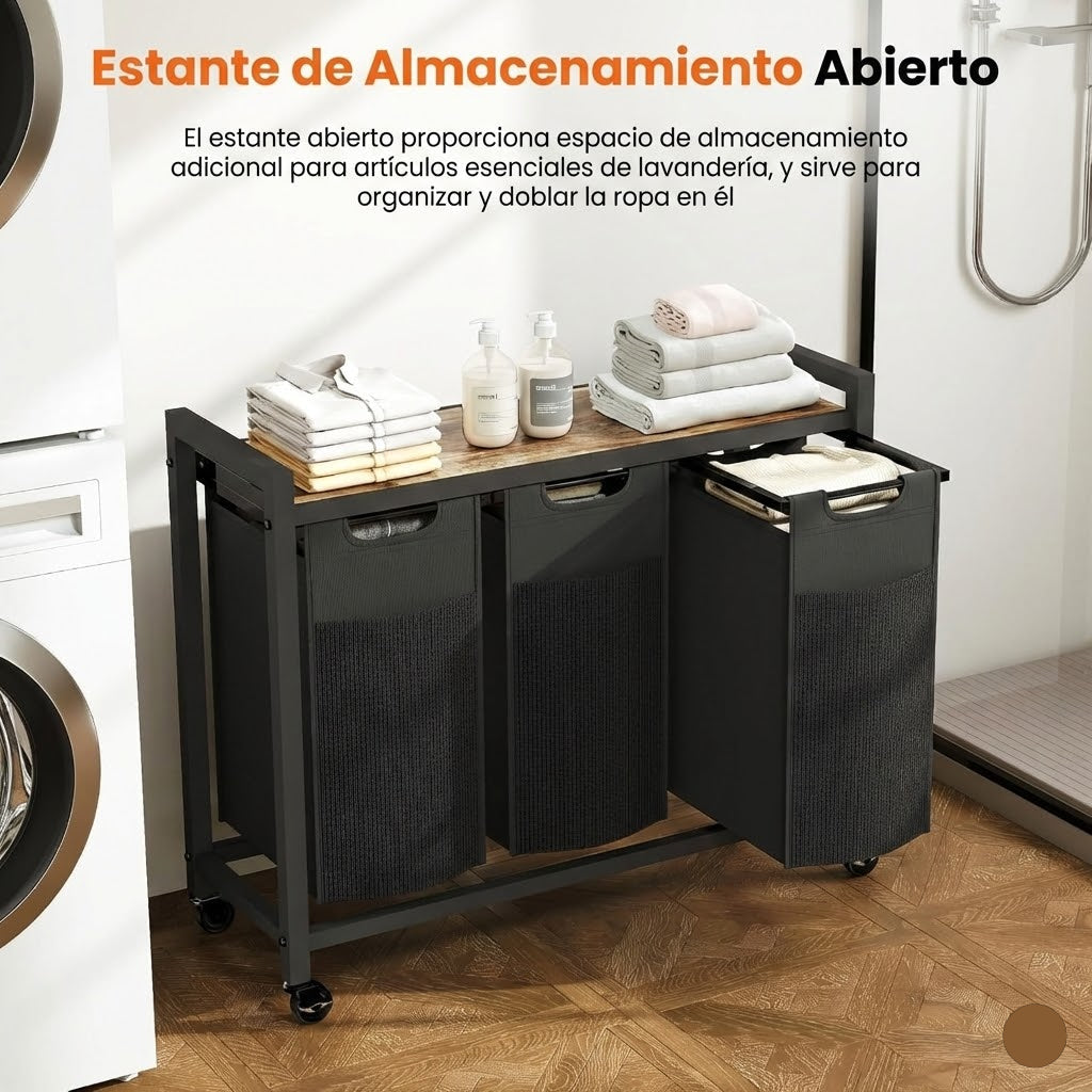 Carro Clasificador de Ropa con Estante Superior