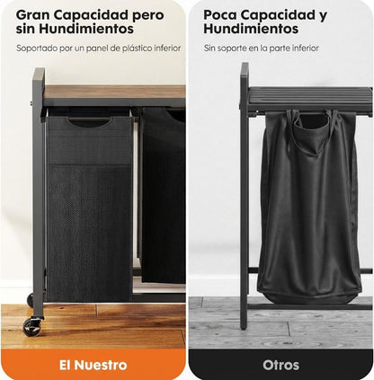 Carro Clasificador de Ropa con Estante Superior
