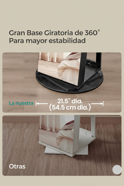 Espejo Joyero 360° con Luz LED