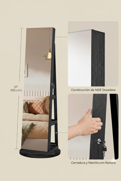 Espejo Joyero 360° con Luz LED