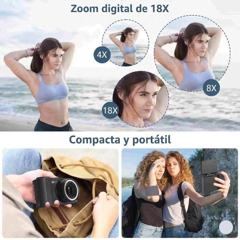 Cámara Vlogger 4K Pantalla Abatible